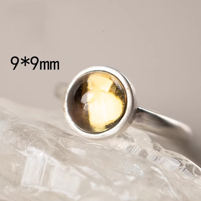 Bague ajustable en argent sterling 925 et citrine préhnite naturelle avec Buddha Stones