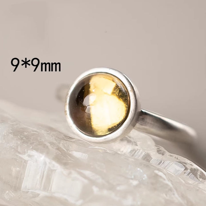 Bague ajustable en argent sterling 925 et citrine préhnite naturelle avec Buddha Stones