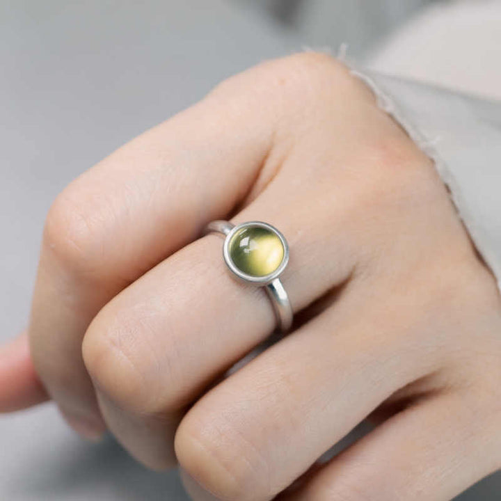 Bague ajustable en argent sterling 925 et citrine préhnite naturelle avec Buddha Stones