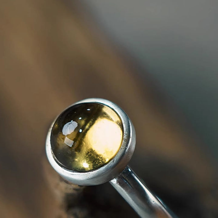 Bague ajustable en argent sterling 925 et citrine préhnite naturelle avec Buddha Stones