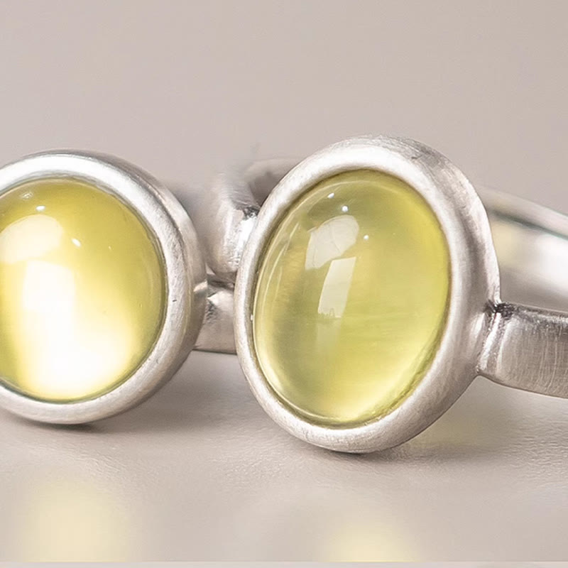 Bague ajustable en argent sterling 925 et citrine préhnite naturelle avec Buddha Stones