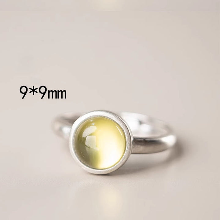 Bague ajustable en argent sterling 925 et citrine préhnite naturelle avec Buddha Stones