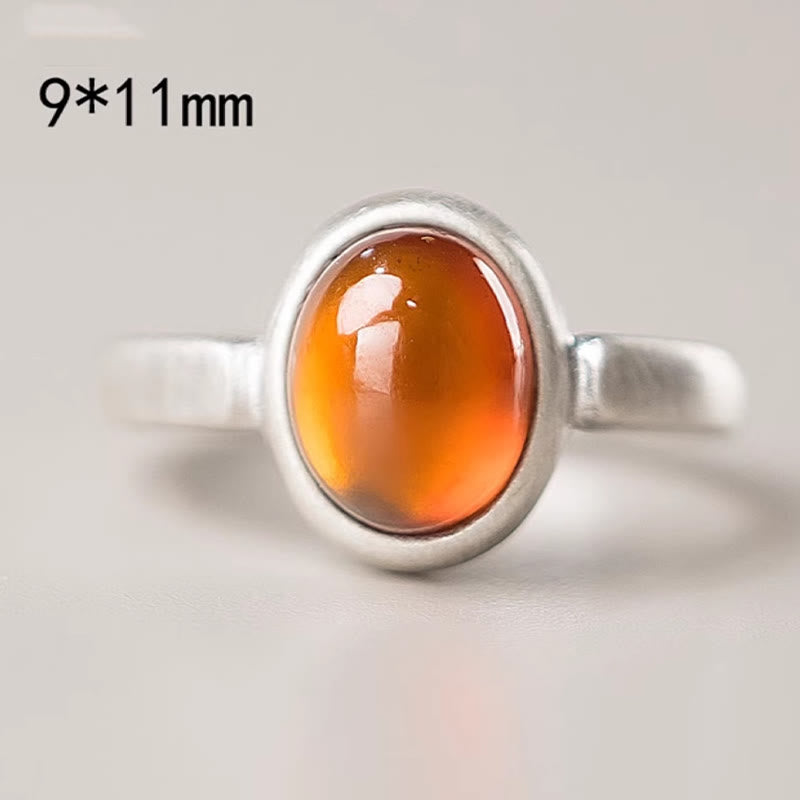 Bague réglable en argent sterling 925 avec grenat naturel et Buddha Stones