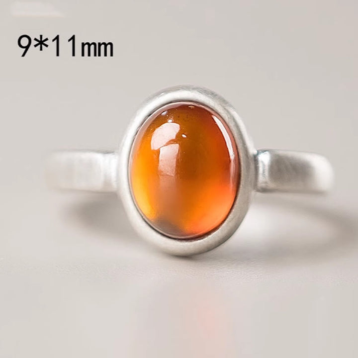 Bague réglable en argent sterling 925 avec grenat naturel et Buddha Stones