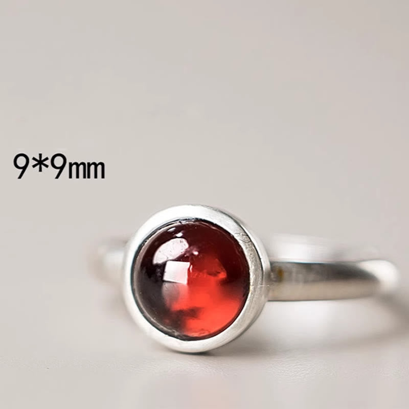 Bague réglable en argent sterling 925 avec grenat naturel et Buddha Stones