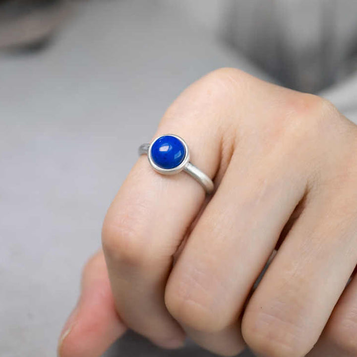 Bague ajustable en argent sterling 925 Buddha Stones , lazurite, lapis-lazuli et turquoise naturelle. - image 4