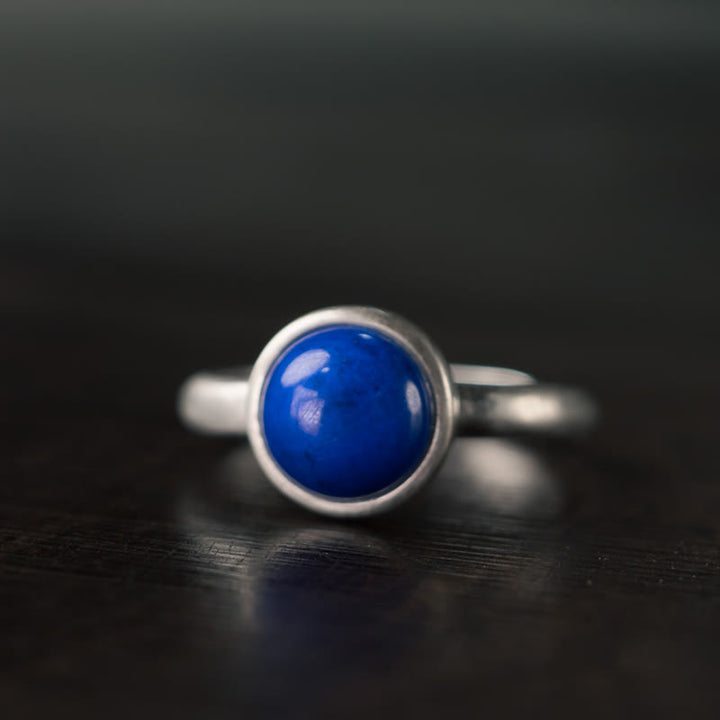 Bague ajustable en argent sterling 925 Buddha Stones , lazurite, lapis-lazuli et turquoise naturelle. - Un style (environ 9*9 mm) - image 0