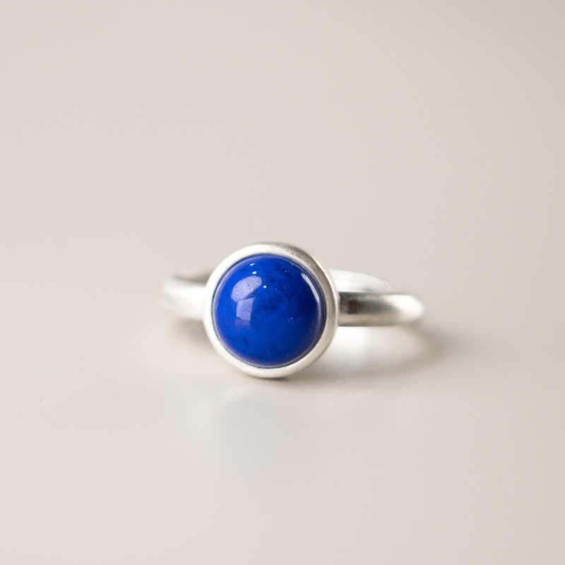 Bague d'équilibre réglable en argent sterling 925 et turquoise lazurite naturelle de Buddha Stones