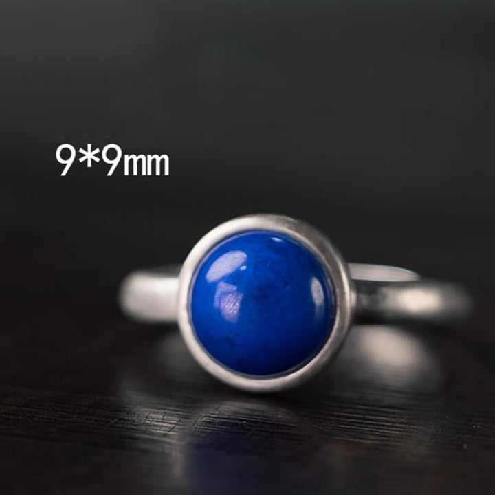 Bague ajustable en argent sterling 925 Buddha Stones , lazurite, lapis-lazuli et turquoise naturelle. - image 1