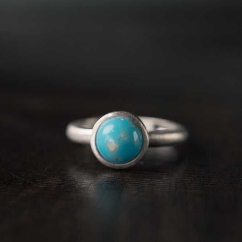 Bague ajustable en argent sterling 925 Buddha Stones , lazurite, lapis-lazuli et turquoise naturelle. - Style B (environ 9*9 mm) - image 7