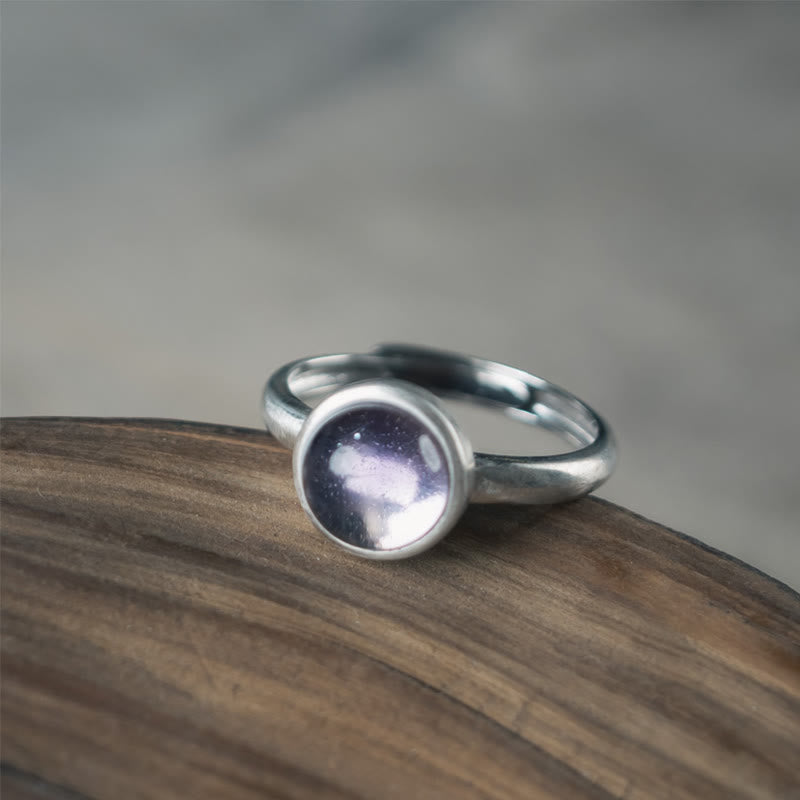 Bague d'équilibre réglable en argent sterling 925 et améthyste naturelle de Buddha Stones