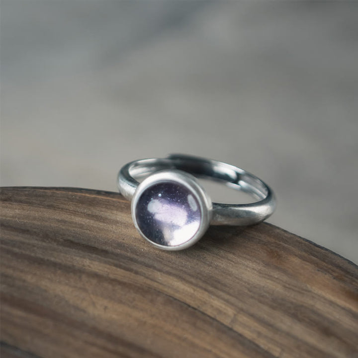Bague d'équilibre réglable en argent sterling 925 et améthyste naturelle de Buddha Stones