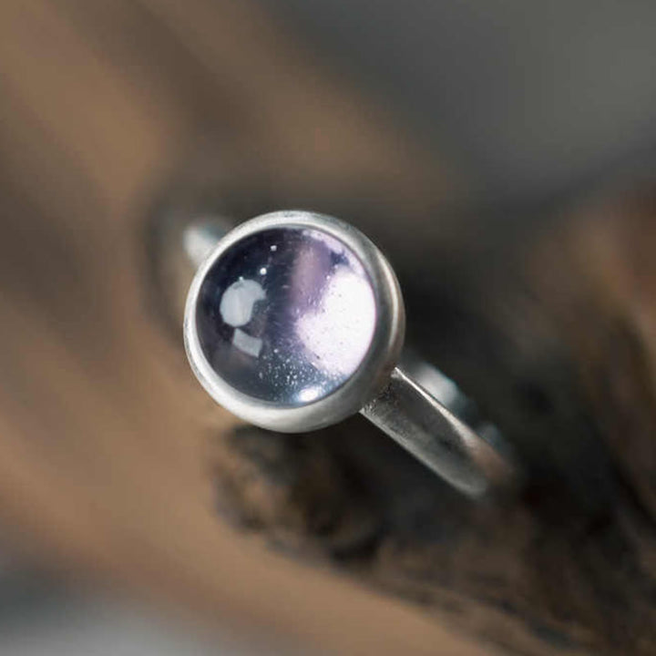 Bague d'équilibre réglable en argent sterling 925 et améthyste naturelle de Buddha Stones