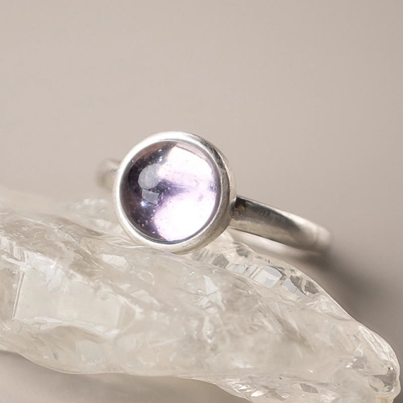 Bague d'équilibre réglable en argent sterling 925 et améthyste naturelle de Buddha Stones
