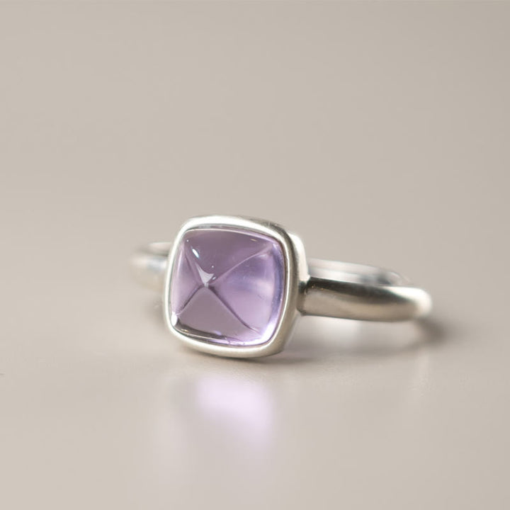Bague d'équilibre réglable en argent sterling 925 et améthyste naturelle de Buddha Stones