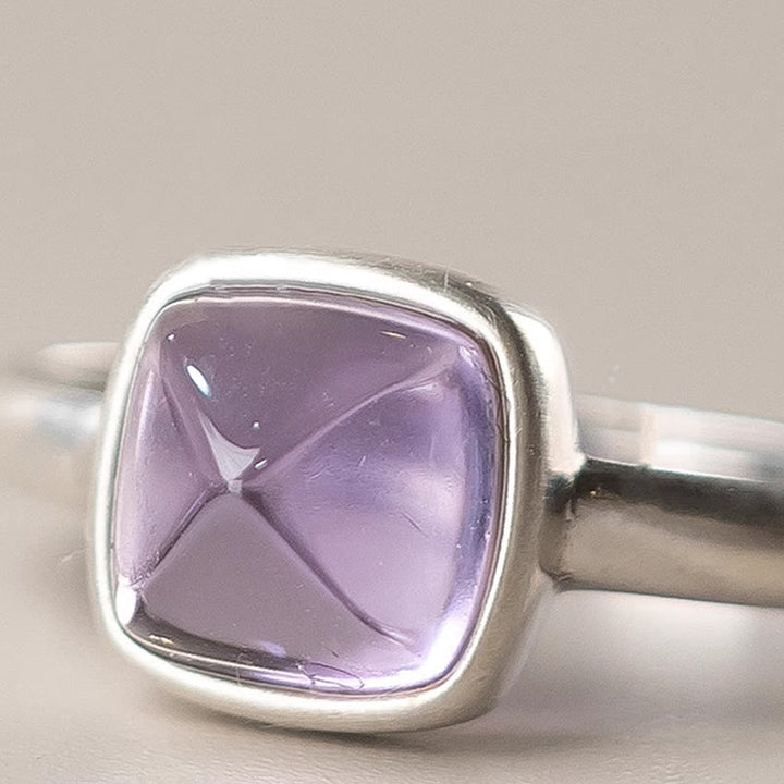 Bague d'équilibre réglable en argent sterling 925 et améthyste naturelle de Buddha Stones