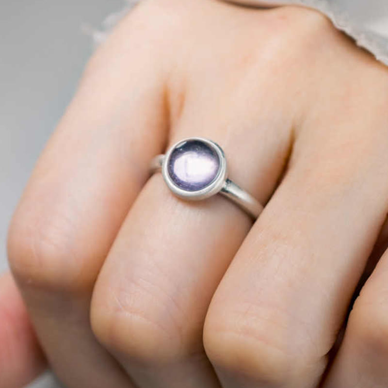 Bague d'équilibre réglable en argent sterling 925 et améthyste naturelle de Buddha Stones