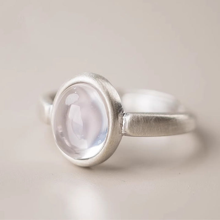 Bague ajustable en argent sterling 925 et cristal rose avec Buddha Stones