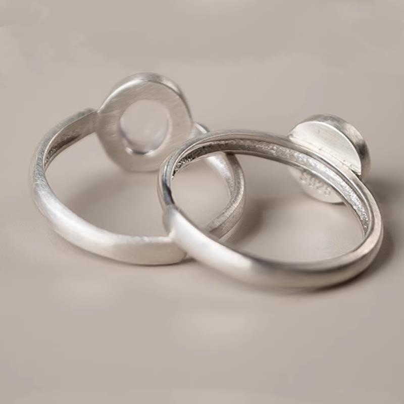Bague ajustable en argent sterling 925 et cristal rose avec Buddha Stones
