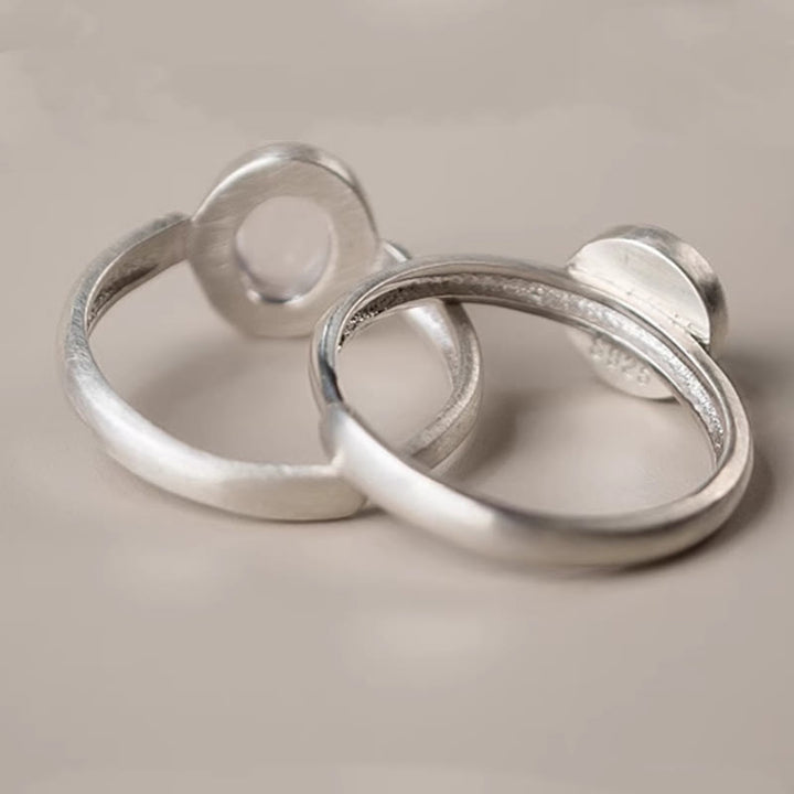 Bague ajustable en argent sterling 925 et cristal rose avec Buddha Stones