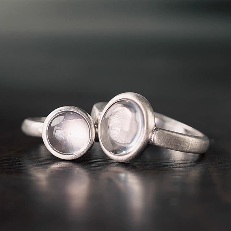 Bague ajustable en argent sterling 925 et cristal rose avec Buddha Stones - Style A (environ 9*11 mm) - image 0