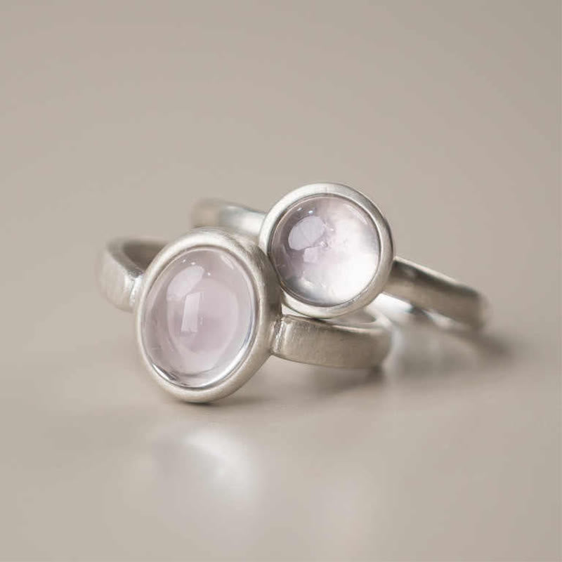 Bague ajustable en argent sterling 925 et cristal rose avec Buddha Stones