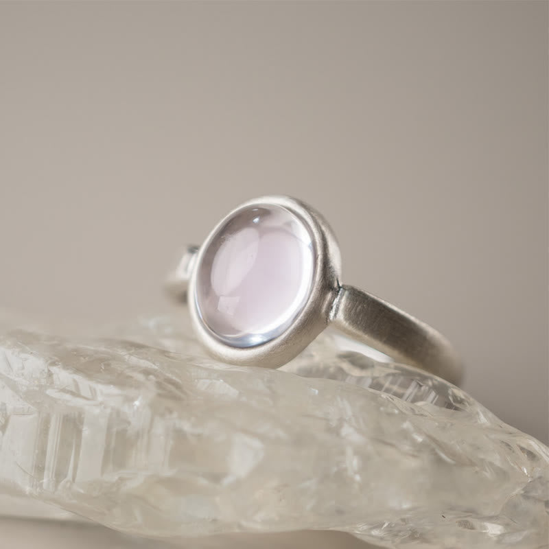 Bague ajustable en argent sterling 925 et cristal rose avec Buddha Stones
