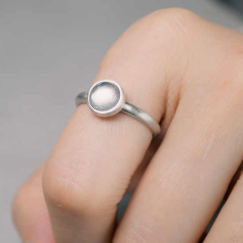 Bague ajustable en argent sterling 925 et cristal rose avec Buddha Stones