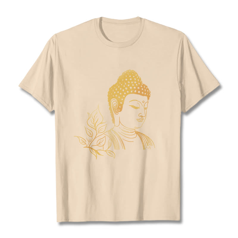 T- Buddha Stones Feuilles Dorées Méditation Bouddha T-shirt - Bisque - 2XL - image 8