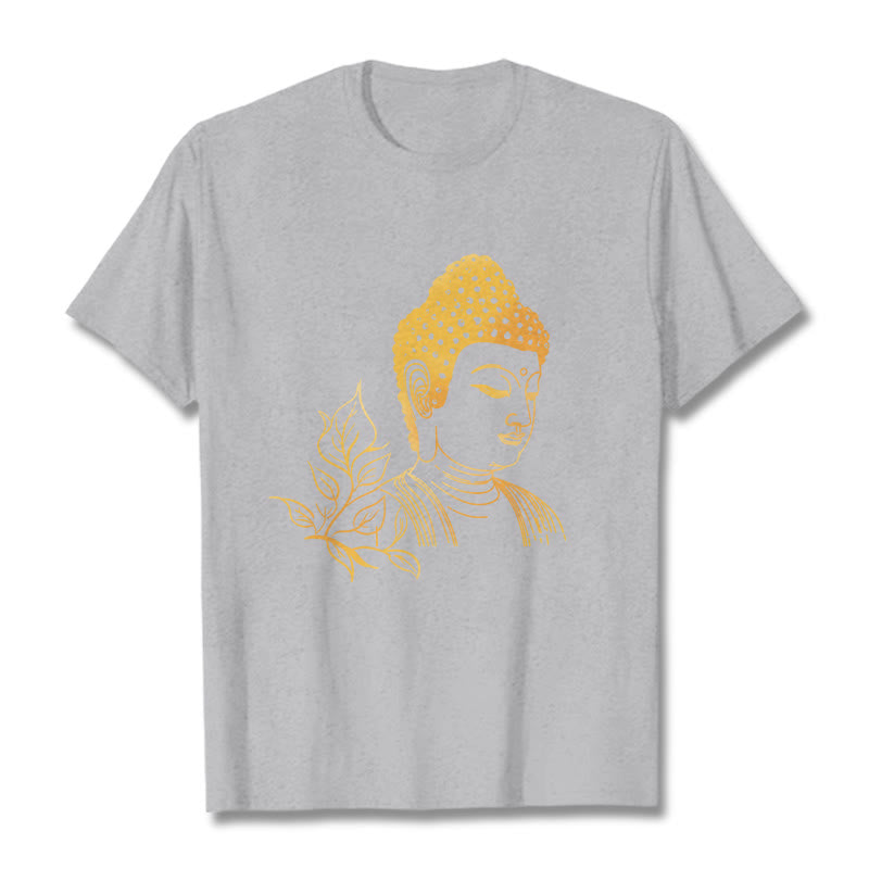 T- Buddha Stones Feuilles Dorées Méditation Bouddha T-shirt - Gris clair - 2XL - image 19