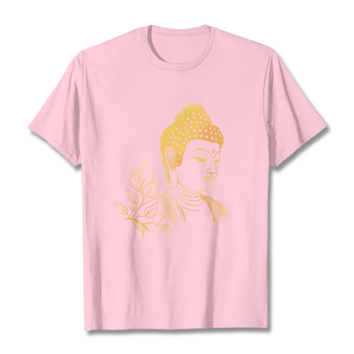 T- Buddha Stones Feuilles Dorées Méditation Bouddha T-shirt - Rose clair - 2XL - image 12