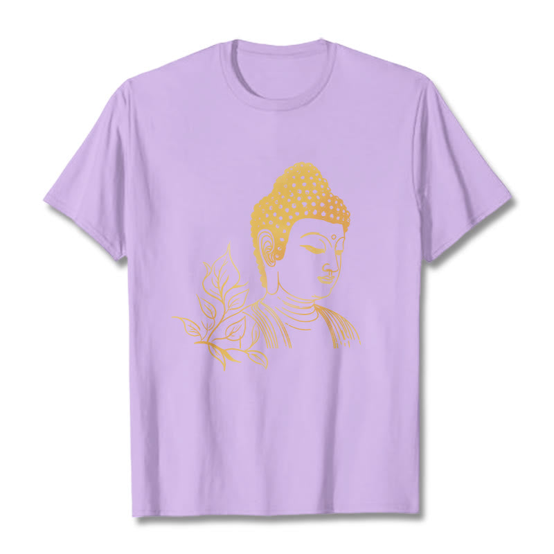 T- Buddha Stones Feuilles Dorées Méditation Bouddha T-shirt - Prune - 2XL - image 16