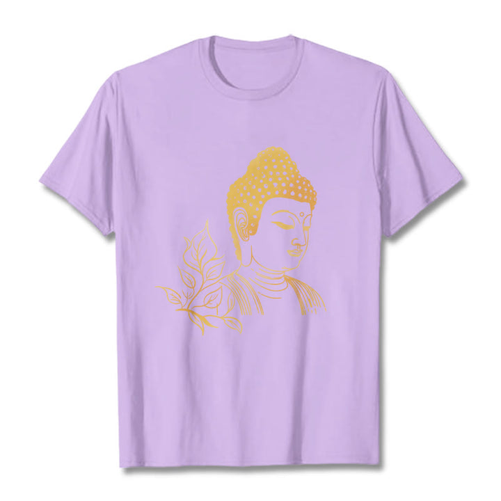 T- Buddha Stones Feuilles Dorées Méditation Bouddha T-shirt - Prune - 2XL - image 16
