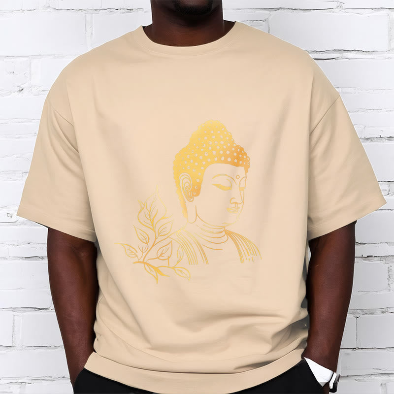 T- Buddha Stones Feuilles Dorées Méditation Bouddha T-shirt - image 9