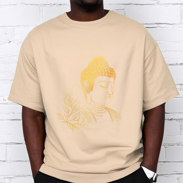T- Buddha Stones Feuilles Dorées Méditation Bouddha T-shirt - image 9