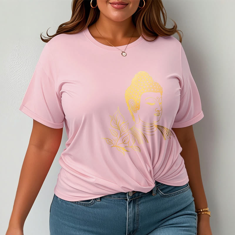 T- Buddha Stones Feuilles Dorées Méditation Bouddha T-shirt - image 13