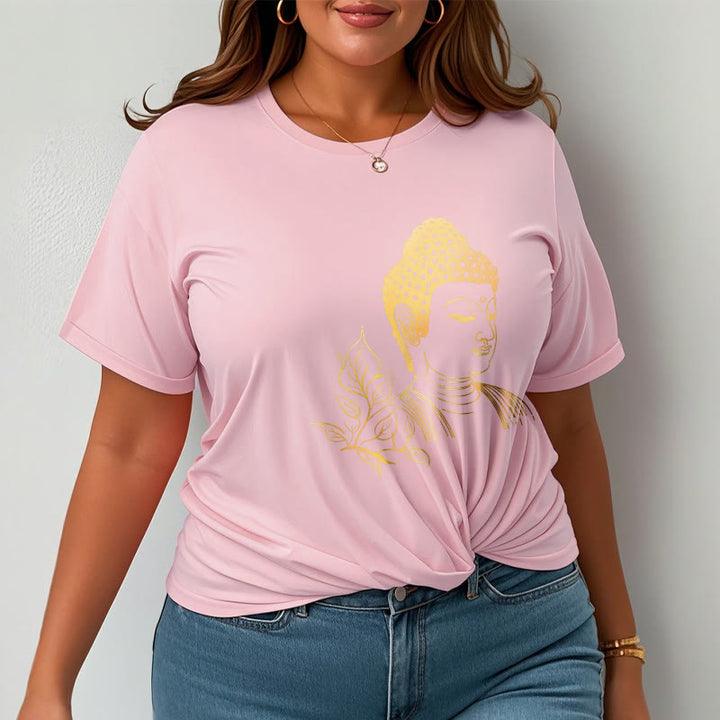 T- Buddha Stones Feuilles Dorées Méditation Bouddha T-shirt - image 13