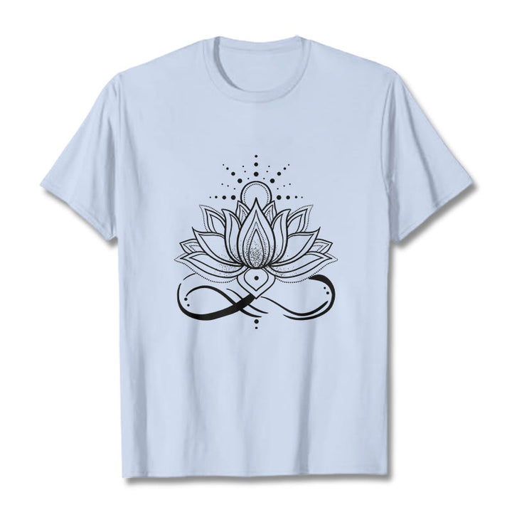 T-shirt avec motif Buddha Stones, fleur de lotus et soleil - Cyan clair - 2XL - image 18