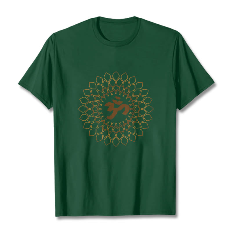 T-shirt avec motif losange et Buddha Stones et OM - Vert forêt - 2XL - image 10