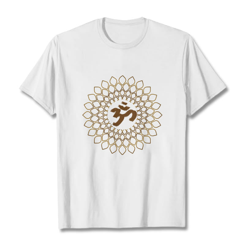 T-shirt avec motif losange et Buddha Stones et OM - Blanc - 2XL - image 1