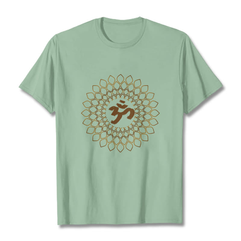 T-shirt avec motif losange et Buddha Stones et OM - Vert pâle - 2XL - image 14
