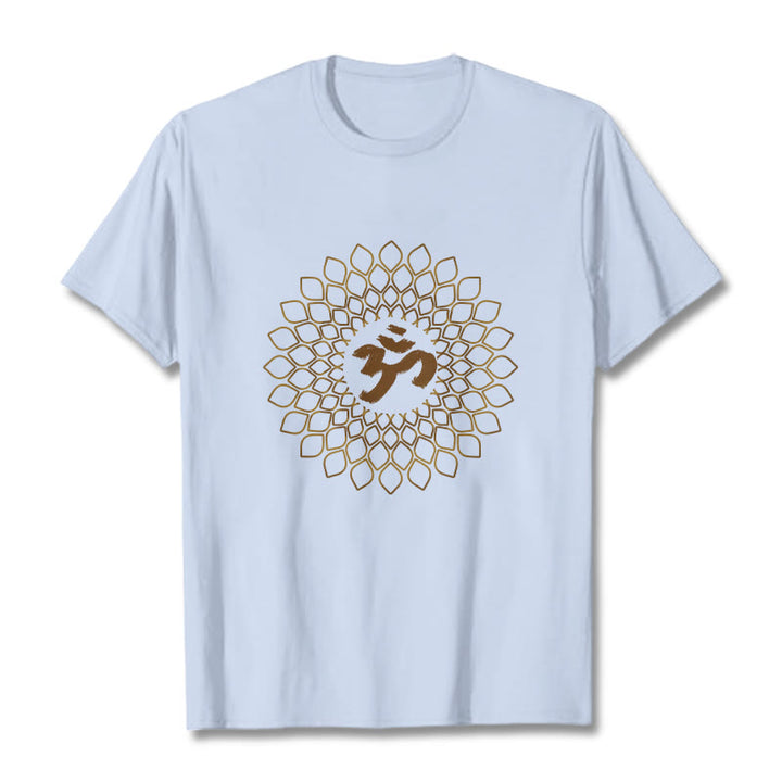 T-shirt avec motif losange et Buddha Stones et OM - Cyan clair - 2XL - image 18