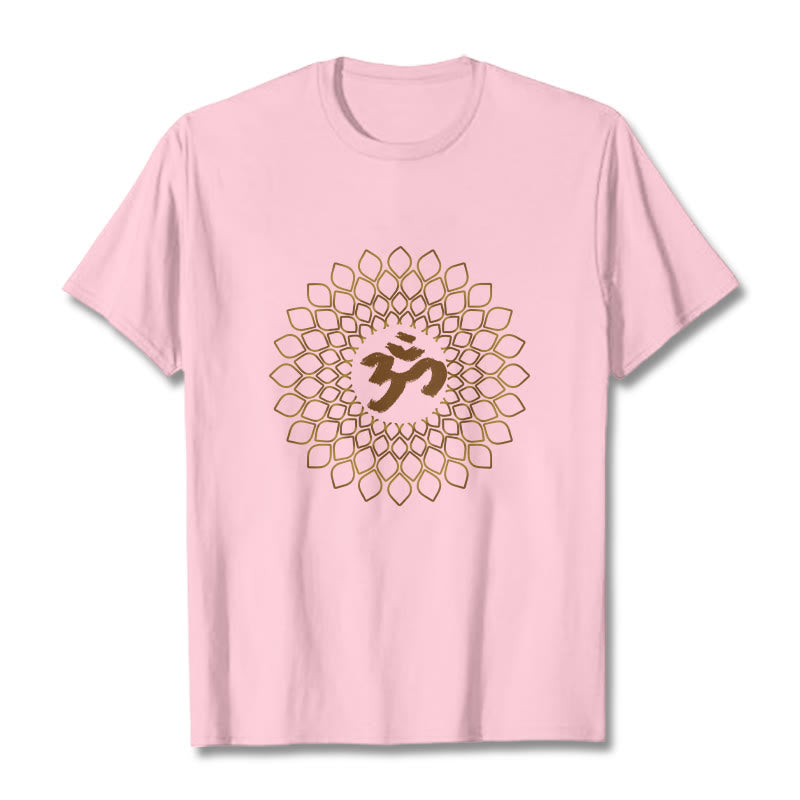 T-shirt avec motif losange et Buddha Stones et OM - Rose clair - 2XL - image 12