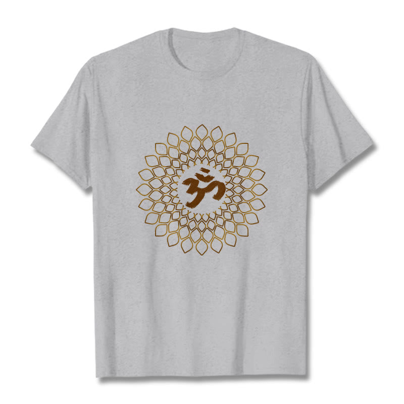 T-shirt avec motif losange et Buddha Stones et OM - Gris clair - 2XL - image 19