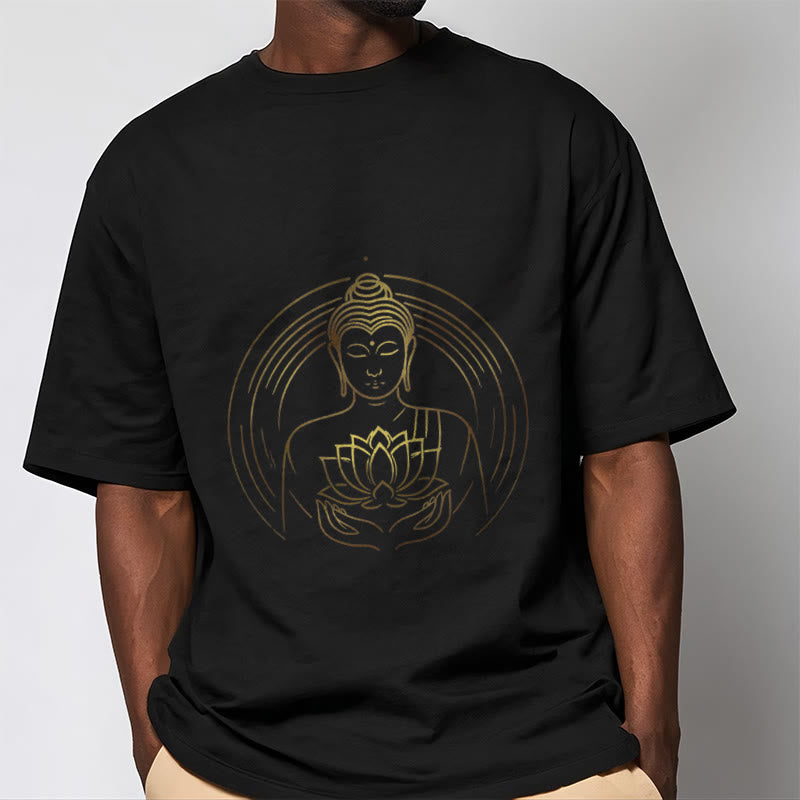 T-shirt Bouddha doré tenant une fleur de lotus Buddha Stones - image 5