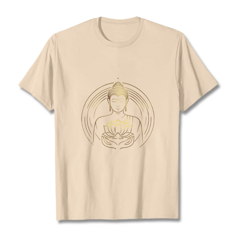 T-shirt Bouddha doré tenant une fleur de lotus Buddha Stones - Bisque - 2XL - image 8