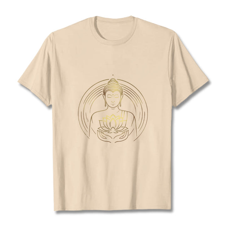 T-shirt Bouddha doré tenant une fleur de lotus Buddha Stones - Bisque - 2XL - image 8