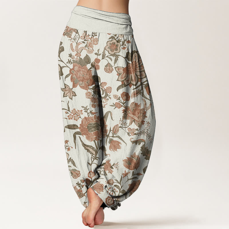 Pantalon sarouel taille élastique en pur coton motif tournesol Buddha Stones pour femme