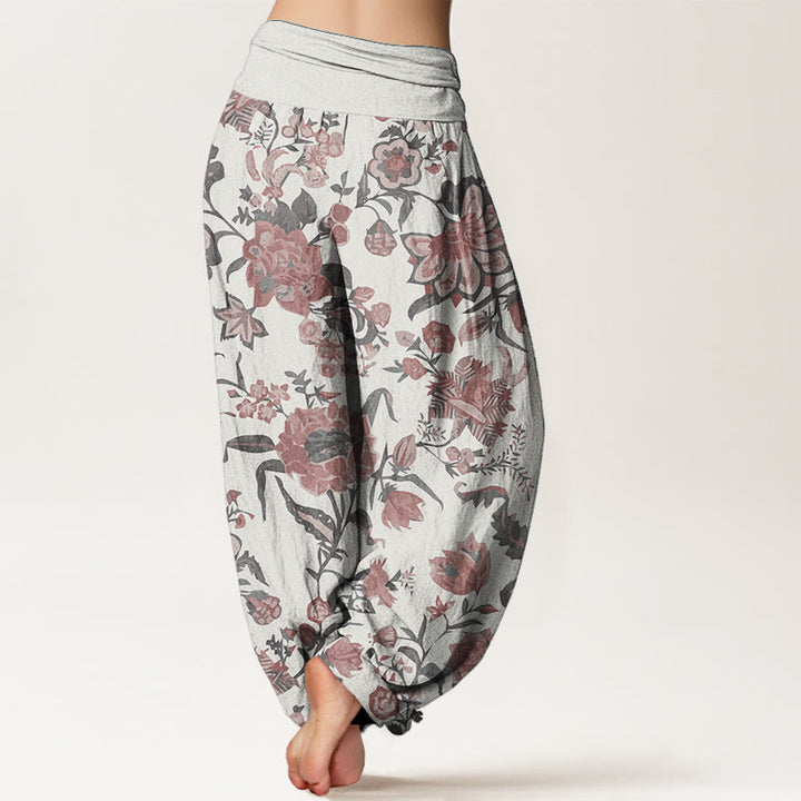 Pantalon sarouel taille élastique en pur coton motif tournesol Buddha Stones pour femme