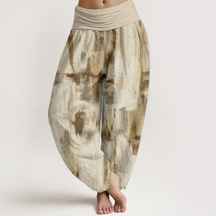 Pantalon sarouel en pur coton avec motif tie-dye et Buddha Stones pour femme, taille élastique - soie de maïs - US22，UK/AU26，EU54 (6XL) - image 5